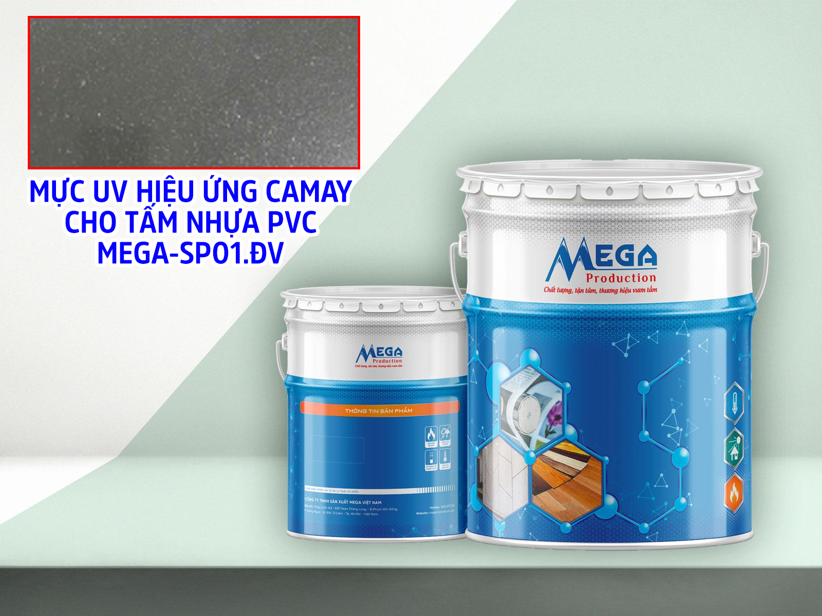 Mực UV hiệu ứng camay cho tấm nhựa PVC MEGA-SP01.ĐV
